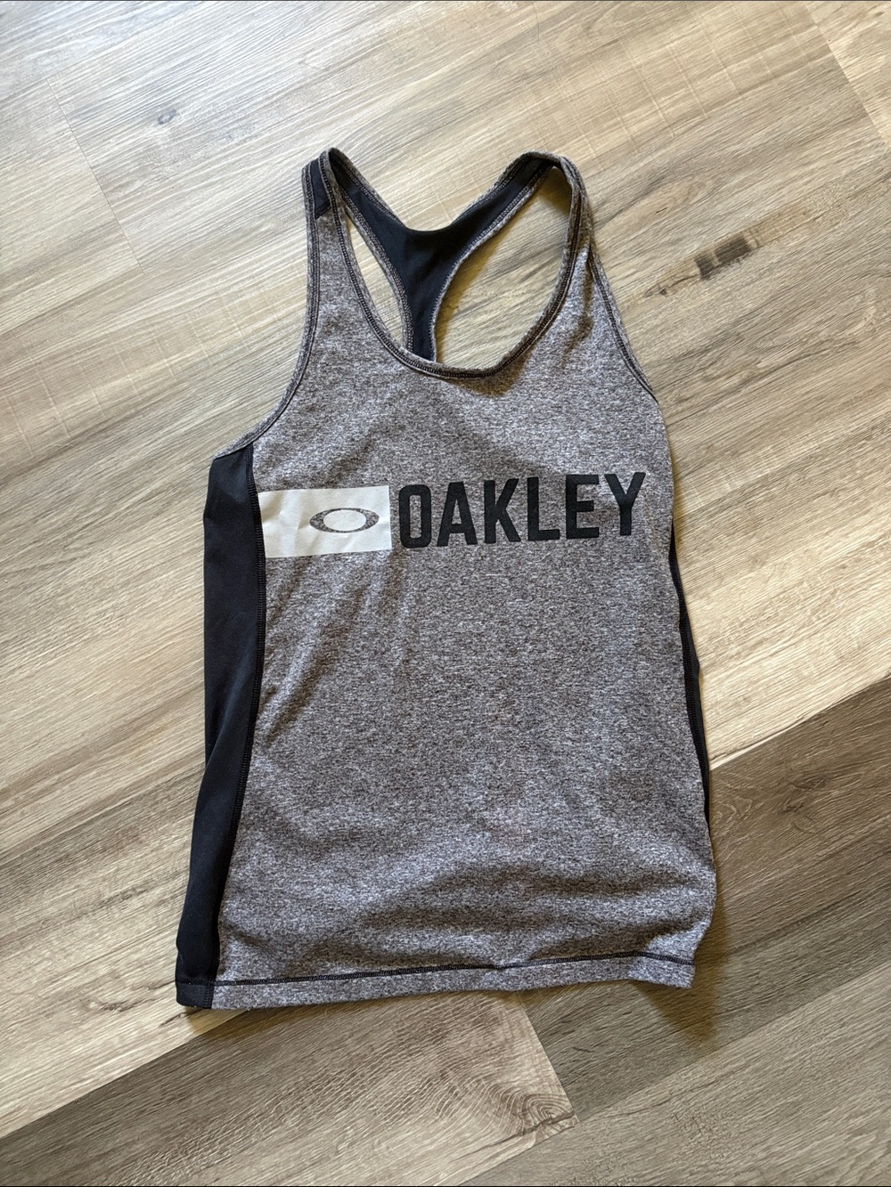 Oakley Heather Gray and Black Racerback Tank